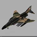 Camouflage Fighter Jet With Missiles Under Wings And Detailed Paint On Gray Display Background