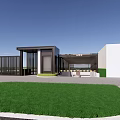 Modern Gate Design With Metal Fence White Building And Blue Sky Courtyard