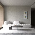 Modern Living Dining Room Interior With Light Sofa Coffee Table And Wall Art 3d model