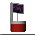 Modern Display Shelf Featuring Red White Design And Top Digital Display Screen
