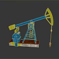 Toy Oil Pump 3D Model With Blue Yellow Design And Red Base For Home Decor