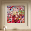 Colorful Abstract Painting With Thick Brushstrokes And Textured Home Decor Hanging On Wall
