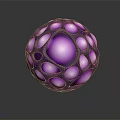 Purple Spherical LED Light Fixture With Hollow Circular Cutouts And Illuminated Center