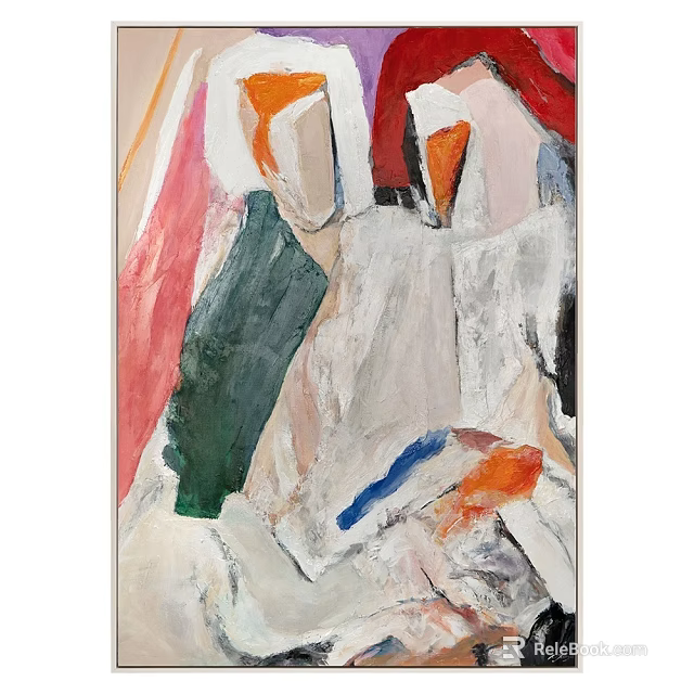 Vibrant Abstract Painting With Bold Brushstrokes And Colorful Shapes In Modern Art Style 3d model 
