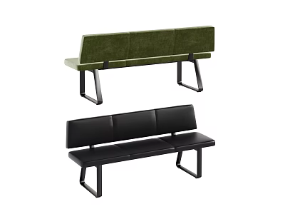 Modern Green And Black Upholstered Sofa Bench With Metal Legs Design 3d model