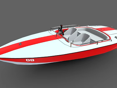 Modern Red White Yacht With Number 08 And Stylish Design 3d model