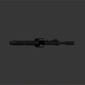 Black Tactical Rifle with Drum Magazine Scope Muzzle Device and Engraved Details