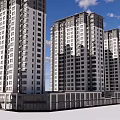 Modern High Rise Residential Buildings With Contemporary Facade Glass Windows Balconies And Blue Sky