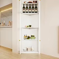 Modern White Storage Cabinet With Multiple Shelves For Kitchen Wine Bottles And Dishes