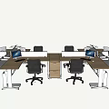 Modern Office Workplace With Multiple Desks Computers Black Chairs And Open Layout 3d model