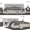 Modern Double Bedside Stool Floor Lamp 3d model