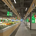 Supermarket Interior With Fresh Produce Displays Organized Shelves And Clear Signage
