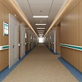 Modern Nurse Station Interior With Wooden Walls Green Counter Digital Screen And Entrance Doors
