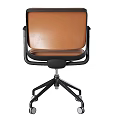Modern Office Desk and Chair Set with Brown Leather Wheeled Chair and Black Frame