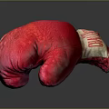 Red Boxing Glove with Textured Surface and Stitched Details Isolated on Dark Backdrop 3d model