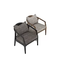 Modern Single Sofa Fabric Upholstered With Padded Armrest And Wooden Legs Design