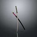 Samurai Sword Weapon Crossed Design With Black Scabbard Pink Hilt And Gold Accents