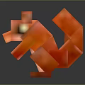 3D Pixel Art Red Squirrel Character With Vibrant Red Blocky Design On Dark Reflective Background