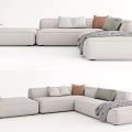 Modern corner sofa fabric multi-person sofa 3d model