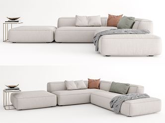 Modern corner sofa fabric multi-person sofa 3d model