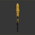 Futuristic Yellow Mechanical Weapon Design With Barrel Scope And Mechanical Components