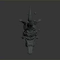 Dynamic Crocodile 3D Model in Upward Pose With Surrounding Bubbles on Gray Background