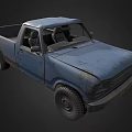 Old Blue Pickup Truck Featuring Rusty Worn Exterior And Vintage Design