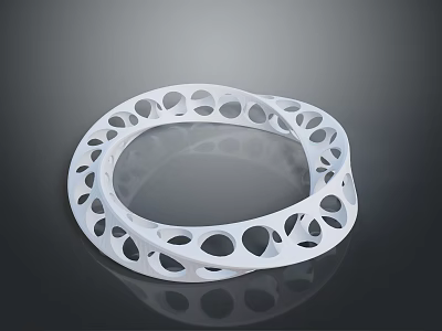Elegant White Circular Fashion Bracelet With Unique Hollow Cutout Design And Modern Style 3d model