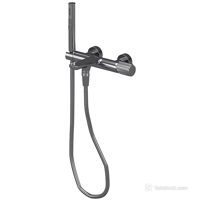 Sleek Modern Shower Head Featuring Handheld Sprayer Flexible Hose And Control Knobs 3d model