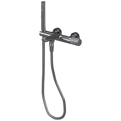 Sleek Modern Shower Head Featuring Handheld Sprayer Flexible Hose And Control Knobs 3d model