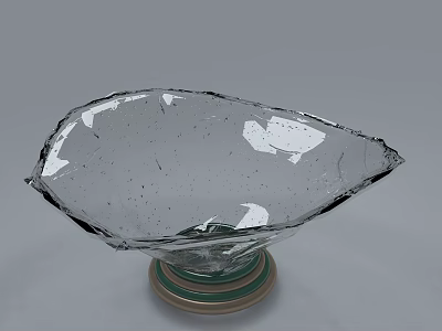 Transparent Ceramic Vessel With Green And Brown Base For Home Decor 3d model