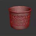 Decorative Ceramic Aquarium Fish Tank Pot With Geometric Spiral And Wave Patterns In Deep Brown