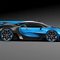 Bugatti Blue Sports Car With Sleek Body Rear Wing And High Performance