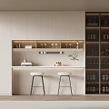 Simple Wine Cabinet Sideboard Bar and Chair 3d model
