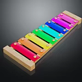 Colorful Xylophone Musical Instrument With Wooden Frame And Bright Colored Keys