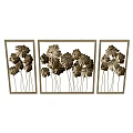 Three Panel Metallic Flower Wall Decor With Beige Frames And Elegant Design 3d model