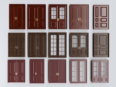 Chinese-style Double-door Swing-door Entry Door Sub-door Anti-theft Door sliding door model