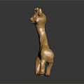 Game Movie Character Golden Giraffe Statue With Shiny Surface And Dark Background