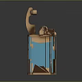 Vintage Bronze Lighter With Decorative Engraved Pattern And Blue Circular Accent