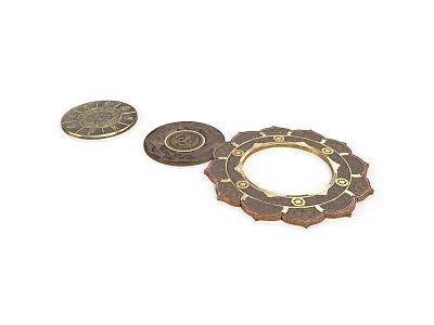 Decorative Round Coasters With Intricate Patterns For Home Table Accessories 3d model