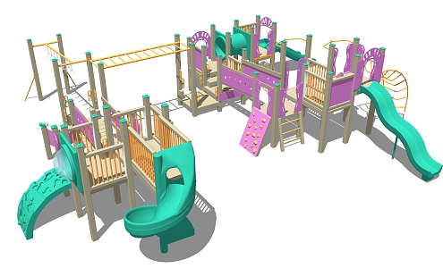 Modern play equipment children's activity field 3d model