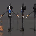 3D Skeleton Game Movie Character With Top Hat Black Coat Blue Bow Tie Violin And Baton