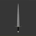 3D Rendered Blue Blade Sword With Black Hilt And Decorative Gemstone
