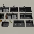 Modern Kitchen Sinks With Various Designs Draining Racks And Chopping Boards On Counter