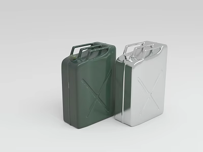Industrial Metal Jerry Cans With Green and Silver Finish for Liquid Storage in Industry 3d model