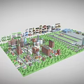 Diverse Buildings City Model with Green Areas and Urban Layout