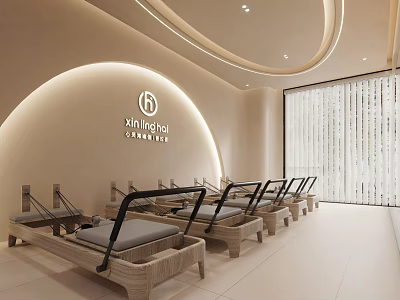 Modern Pilates Studio With Reformer Machines And Minimalist Design 3d model