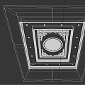 Black Ceiling With Gold Ornate Pattern Circular Center And Decorative Borders