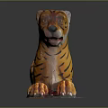 Decorative Lying Tiger Shaped Figure With Orange Black Striped Body On Base