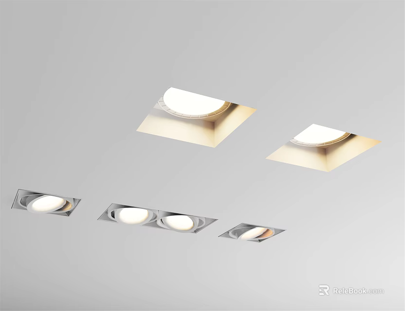 Modern Sleek Downlights And Spotlights With Recessed Design For Home Lighting 3d model 